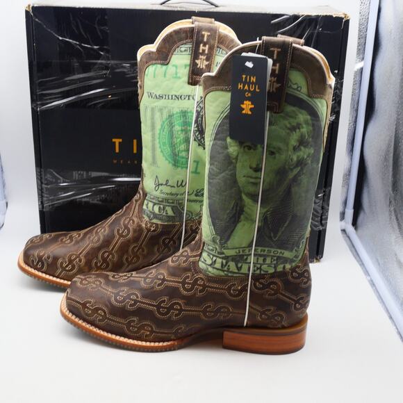 NEW Tin Haul Men's 11.5 Deuce Take The Money And Run Cowboy Western Boots - Picture 4 of 13